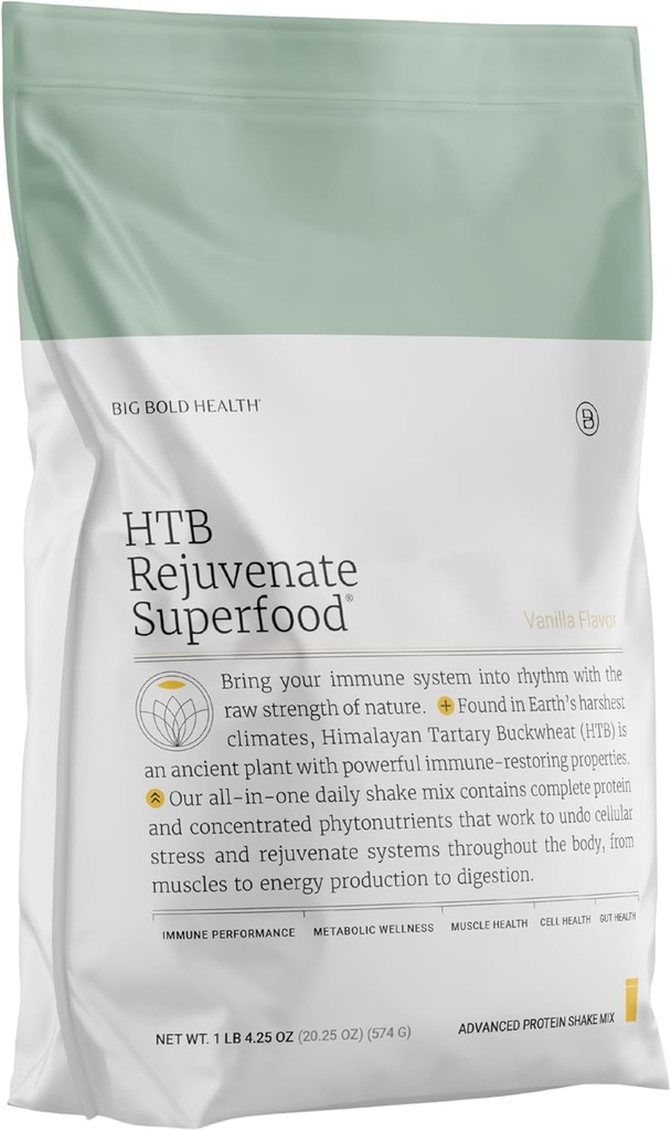 BIG BOLD SUNDHED HTB forynge Superfood Plant- baseret protein pulver Himalayan Tartary Boghvede med polyphenoler & 17g protein Gut Support & immunbalance (Vanilla Flavor)