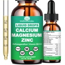 Calcium Magnesium Zink flydende dråber med vitamin D3 K2, høj potens Calcium Magnesium supplement w / Magnesium kompleks, zink, Theanine Gluten fri for immun, ben, muskel, mood & dvalestøtte
