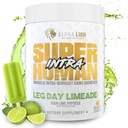 LEONA LION Superhuman Intra Workout Pulver til mænd og kvinder, Aminosyrer drikke, Muskel Inddrivelse Supplement, BCAA pulver, Elektrolyter & Hydration Mix (42 Servering, Lime Flavor)
