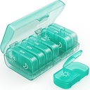 AUVON XL Ugentlig Pill Organizer 2 gange om dagen, Pill Box 7 Dag med One- Side store åbninger for nem at bruge, Cyan AM PM Pill sag for Medicin, Vitaminer, Fiskeolier, Kosttilskud