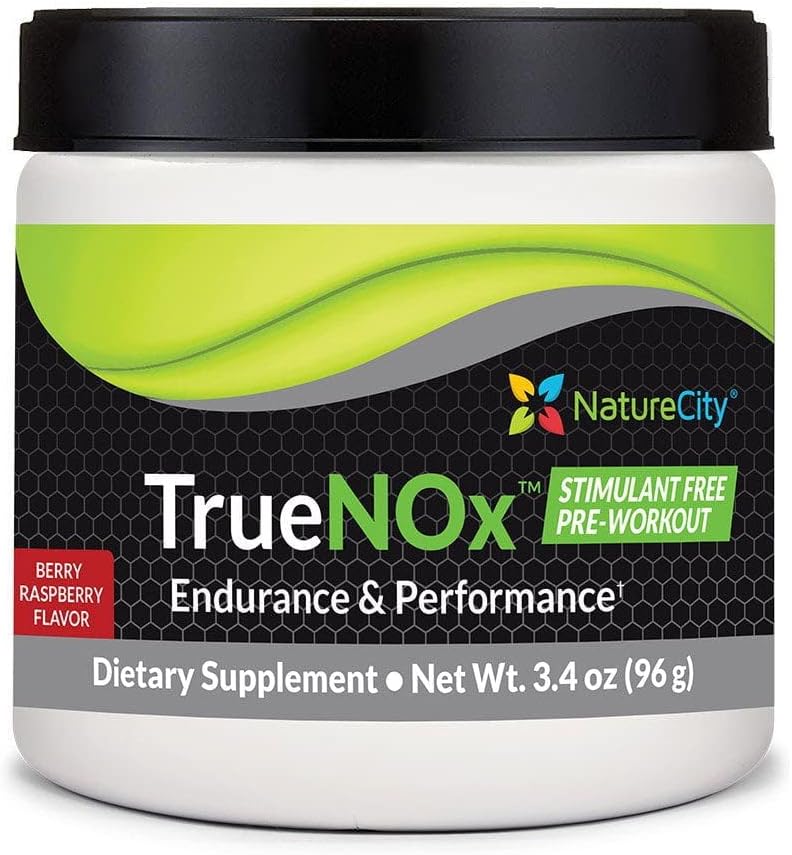 NatureCity True- NOx nitrogenoxid Kosttilskud til mænd og kvinder - præ-workout booster pulver ft. Nitrosogine L- Arginin, Peak ATP, & Beetroot Juice nitrogenoxid pulver - Gluten Free, Keto, Non _ GMO