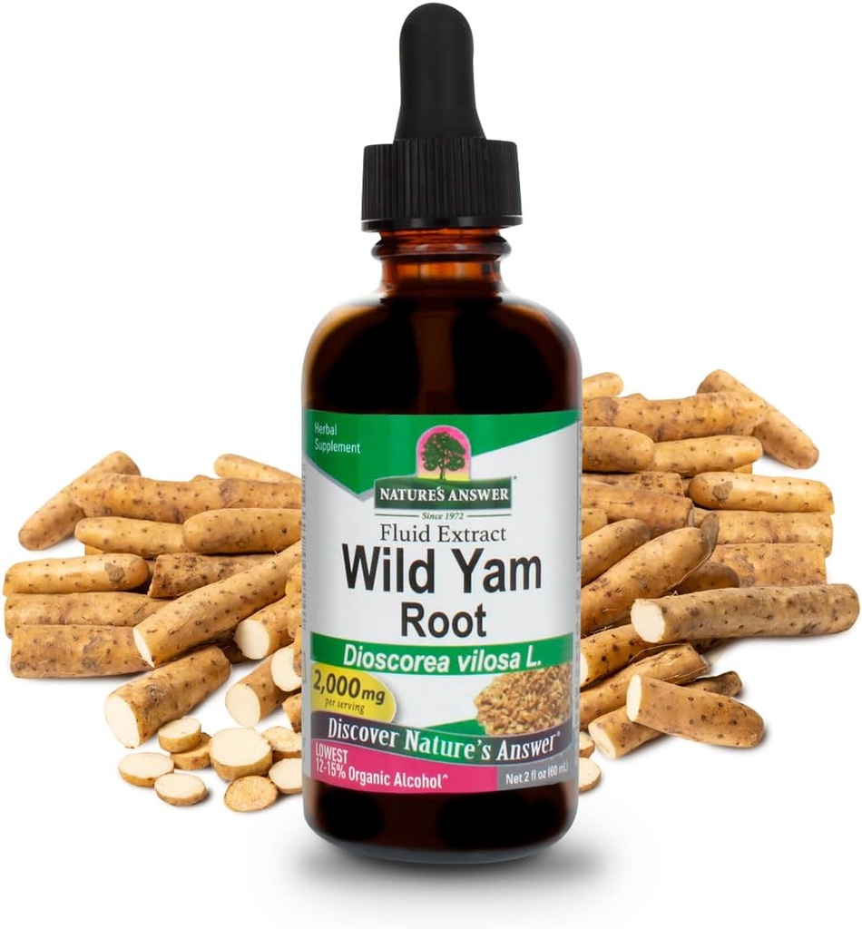 Nature 's Svar Wild Yams 124; fremmer den samlede sundhed & Well- Being 124; Lavet med Low Organic Alcohol Measures 124; Gluten- Free, Non- GMO & Kosher Certified 2oz