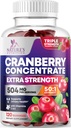 Cranberry Gummies 50: 1 Cranberry Extract - Urinary Tract Support Made with 25,000mg, Hjælper Cleanse & Protect, Cran Berry Gummy Supplement + C-vitamin, Chewable Cran Pills for Women - 120 Gummies