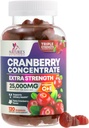 Cranberry Gummies 50: 1 Cranberry Extract - Urinary Tract Support Made with 25,000mg, Hjælper Cleanse & Protect, Cran Berry Gummy Supplement + C-vitamin, Chewable Cran Pills for Women - 120 Gummies
