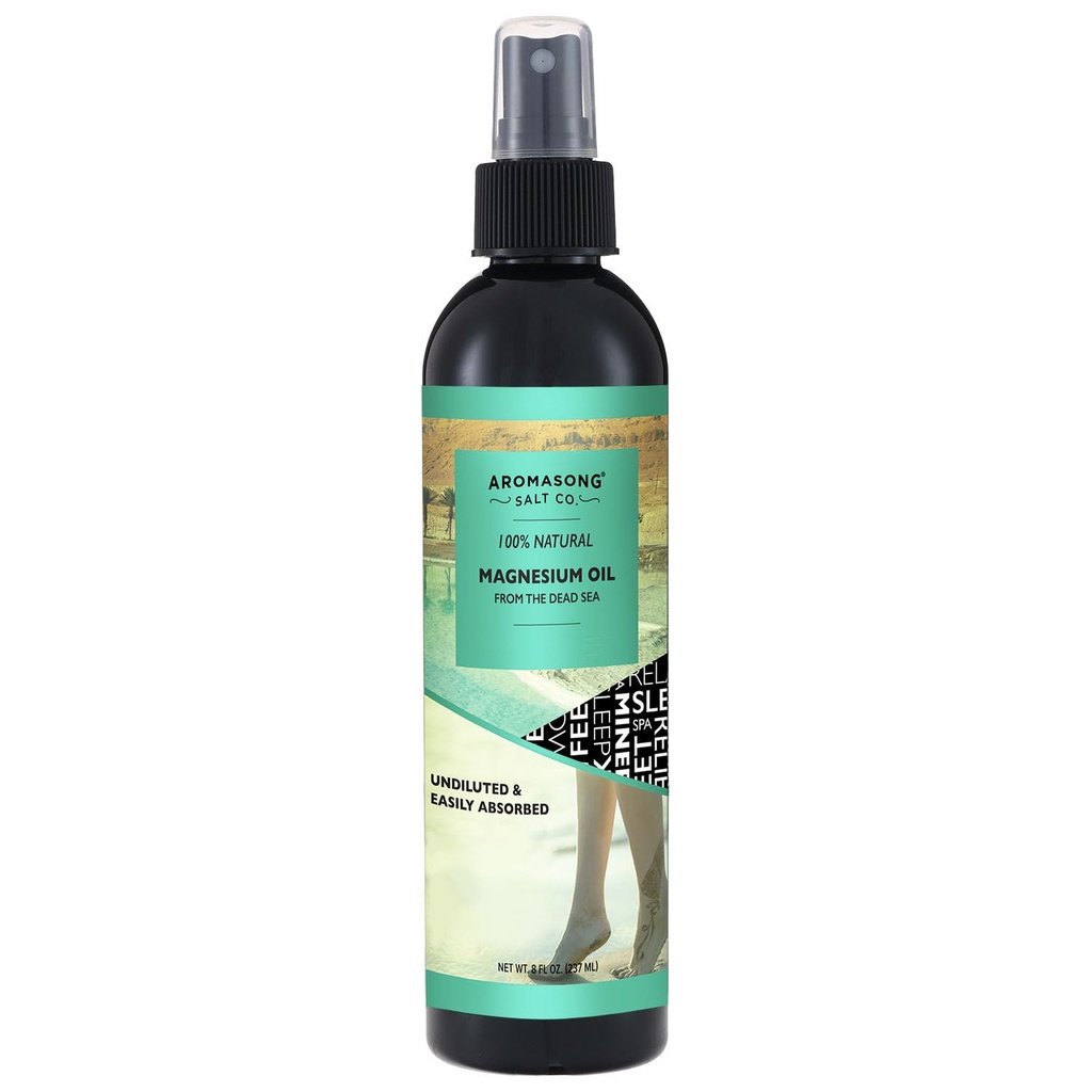 Aromasong Magnesium Spray - Extra Strength (23 mg i hver spritz) 8 Oz Refill Flaske, Natural og Pure Magnesium Oil Spray - Made in the USA - for ben discomfort og fremmer en rolig søvn