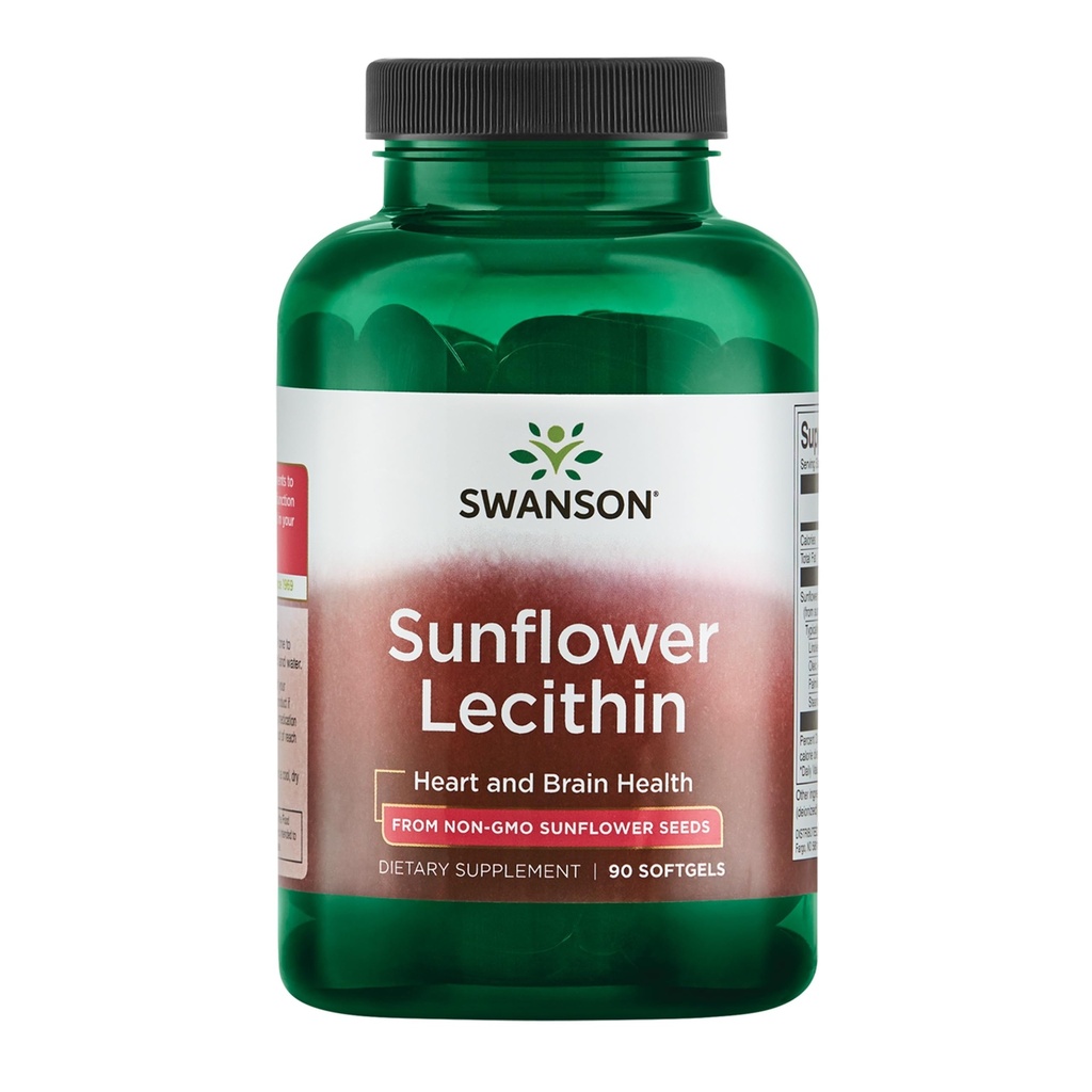 Swanson Sunflower Lecithin - Herbal supplement fremme sund hjerne funktion - Naturlig formel støtte hjerte sundhed & sund Lipid balance - (90 Softgels, 1200mg Hver)