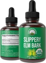 Slippery Elm Bark USDA Organic Vegan Liquid Drops. Uddrag med Høj Biotilgængelighed for kvinder, Mænd, Kids. For Sore Throat, Irriteret Mave. Zero Sugar, Gluten Free, Tincture Supplement Ingen kapsler