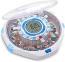LiveFine WiFi Automatic Pill Dispenser og Remote Medication Monitoring System med låsenøgle, 28-dages Medication Organizer Op til 9 doser Per, Justerbar lys / lyd alarmer til receptioner & Vitami