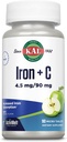 KAL Jern C, 90 tabletter, 4, 5 mg / 90 mg, Natural Apple Flavor, Øget Absorption Jernpiller, Immunstøtte