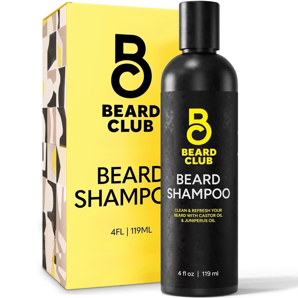 The Beard Club Original Premium Beard Shampoo - Natural & Nourishing Formula for Soft, Clean & Healthy Facial Hair - Gentle on Skin - Sulfate & Paraben Free - 4 fl oz