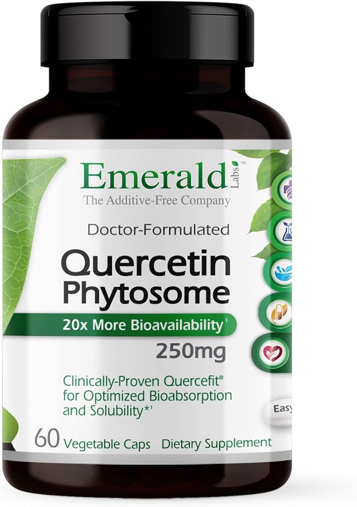 EMERALID LABS Quercetin Phytosome - Quercetin Complex for immunforsvar - Vegan & Gluten- Free - 60 Vegetabilske kapsler