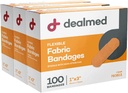 Dealmed Steril Flexible Fabric Adhesive Bandages - 1x3 tommer - 100 / Box - 3 bokse - Breatable First Aid Strip Pack - Soft Stretch Sown Patch til medicinsk, akut kits & Clinic