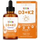NutraChamps Kids D-vitamin 3 K2 Drops, D3- vitamin & K2 MK- 7, flydende D-vitamin til børn 1000 IE, sunde knogler, hjerte & immunsystem, sukker gratis supplement til tandlæger, 300 Servere
