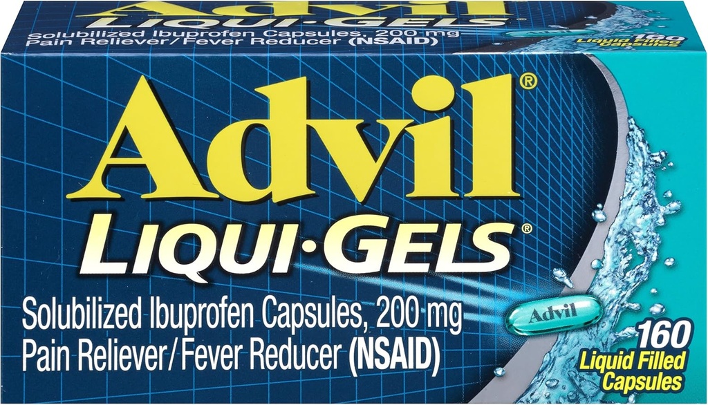 Advil Liqui- Gels Flydende fyldte kapsler, 200 mg - 160 ct, pakning med 2 stk.