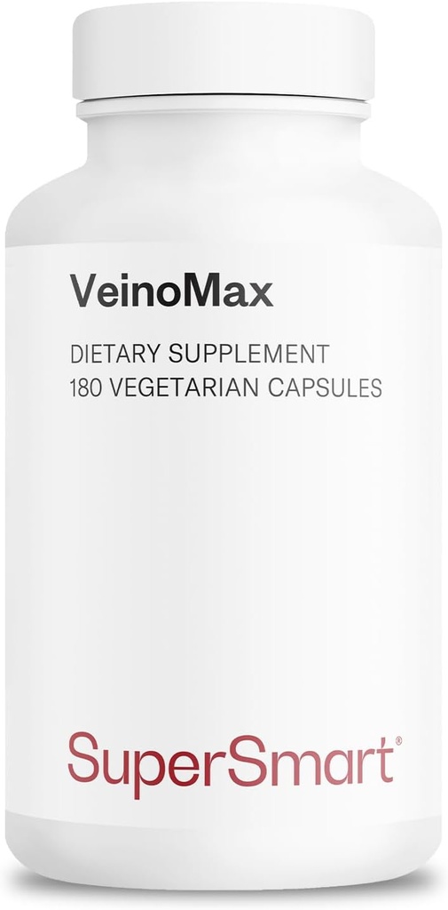 SuperSmart - VeinoMax (Advanced Complex) - med Diosmin, Hesperidin, Horse Chestnut, Vitexin - Veins Supplement124; Non- GMO & Gluten Free - 180 vegetariske kapsler