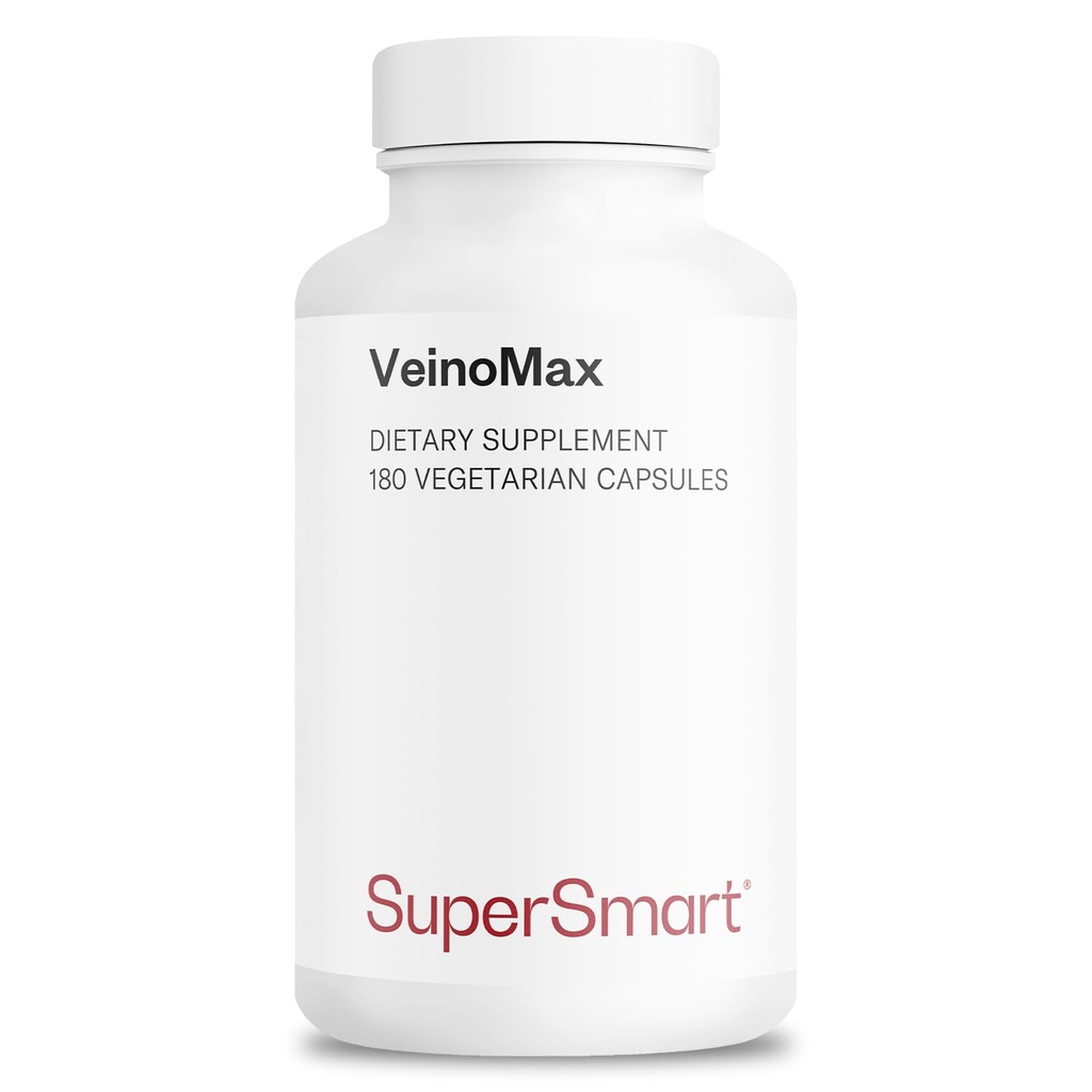 SuperSmart - VeinoMax (Advanced Complex) - med Diosmin, Hesperidin, Horse Chestnut, Vitexin - Veins Supplement124; Non- GMO & Gluten Free - 180 vegetariske kapsler