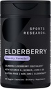 Sport Forskning Sort Elderberry med zink, C-vitamin, & D-vitamin, immunforsvar supplement til voksne, 60 kapsler