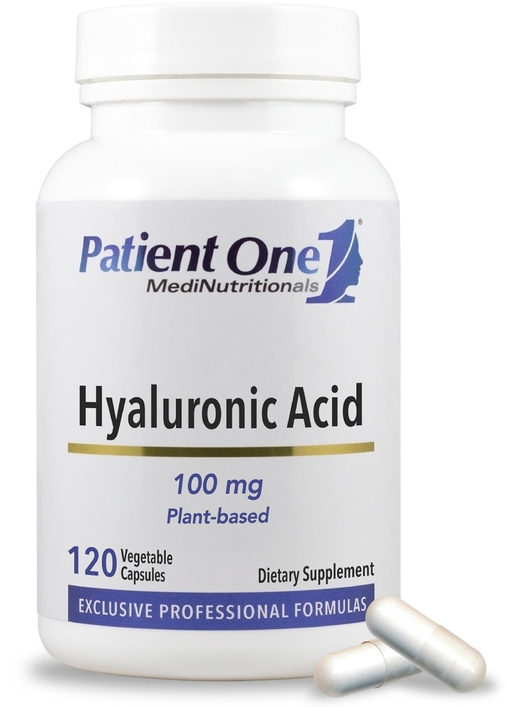 Patient 1 Hyaluronsyre 100 mg 10 mg 12, supplement til understøtning Hydreret, ungdommelig hud og fælles sundhed *