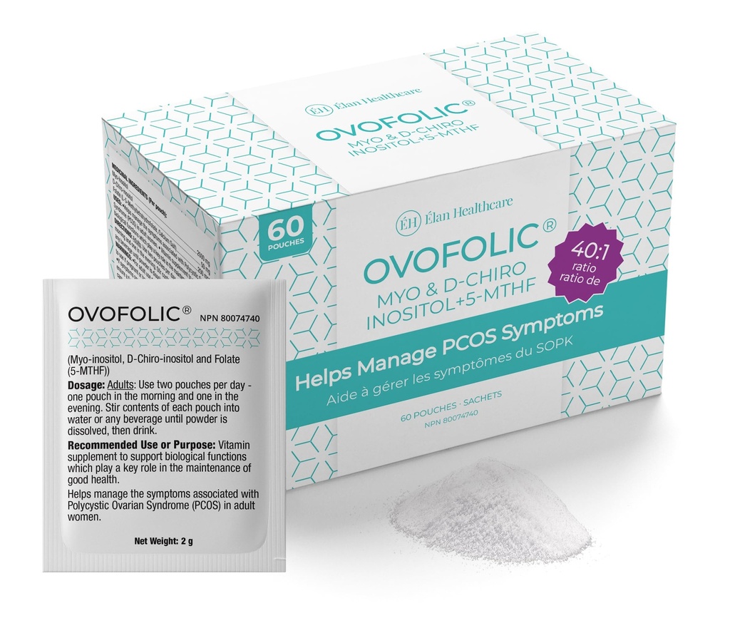 Inositol Supplement - Myo- Inositol og D- Chiro Inositol Plus Active Folate- Ideal 40: 1 Ratio - Hormonbalance & sund ovarie Support for Women- 60 breve (60)