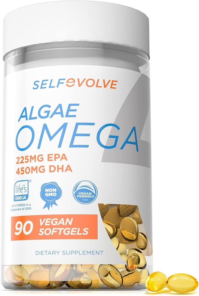 Alger Omega 3 1.500mg - Vegansk tillæg med Patenteret Livets Omega 3 - Høj dosis EPA & DHA - Bedre end Fish Oil - Understøtter hjerte, hjerne, fælles sundhed - 90 Vegansk Softgels