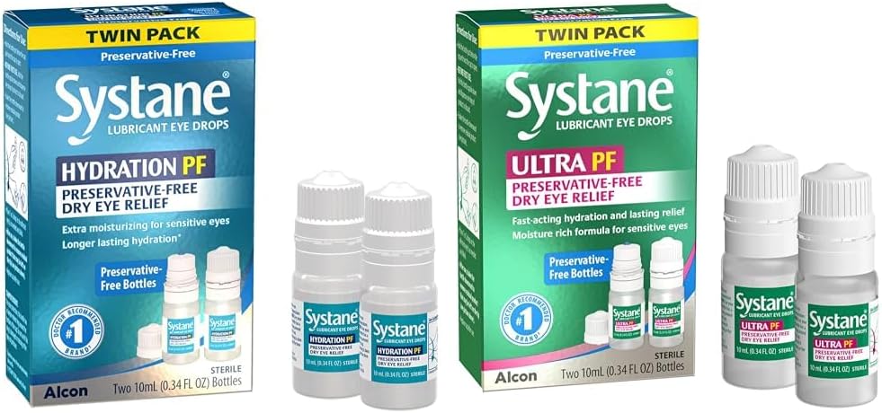 Systane Hydration Multi- dosis Preservative- Free Eye Drops Dry Eye Relief Twin Pack (2x10ml) & Ultra Multi- dosis Preservative- Free Eye Drops Twin Pack (2x10ml)