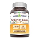 Amazing Formulas Gurkemeje Curcumin & Ingefær med BioPerine Supplementet 124; 1500 Mg Per Serving Medic124; 180 Veggie Kapsler 124; Non- GMO Medic124; Gluten Free Medical 124; Lavet i USA Medical 124; Ideel til vegetarer