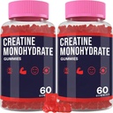 Creatin monohydrat gummier for kvinder & mænd, Creatin med taurine & B6, Chewable Creatina Pre Workout Gummies, Creatin for mænd & kvinder - 2 flasker