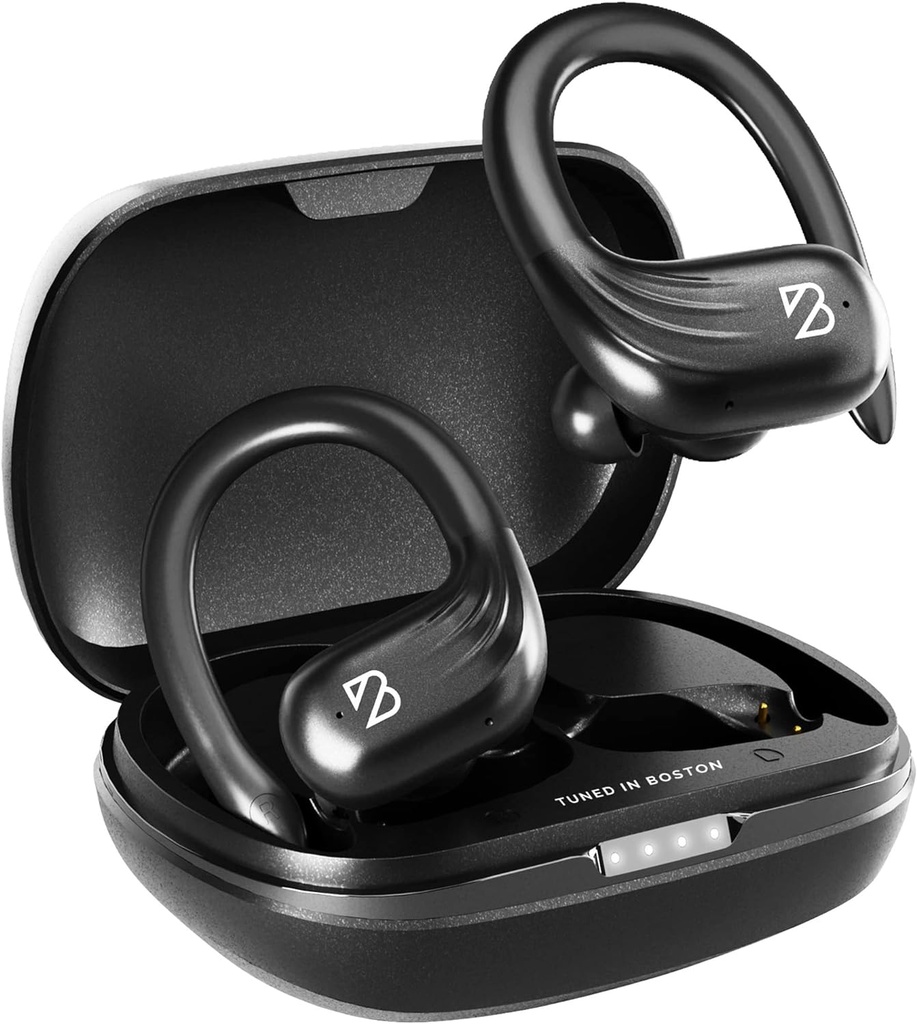 Tilbage Bay Audio Runner 60 Wireless Running Earbudons, 80 timers lang batteri liv over Earhooks, Wrap Around Earphones Wireless Bluetooth Earbudons med mikrofon, Earphones i Ear Headphones