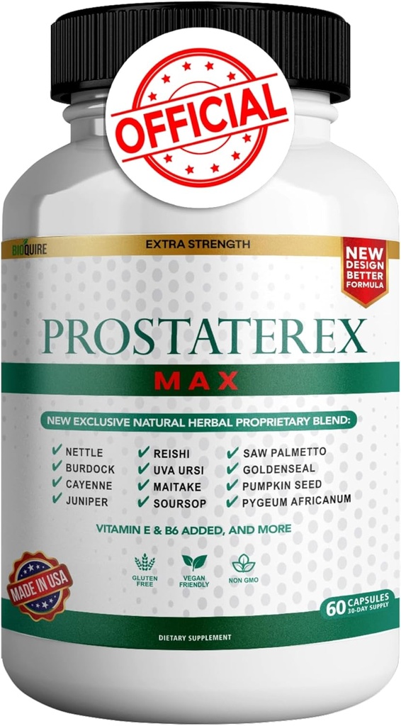 ProstateRex Max Extra Strength Health Support, Saw Palmetto, Vegan, Non- GMO, Gluten- Free - 60 kapsler (1)