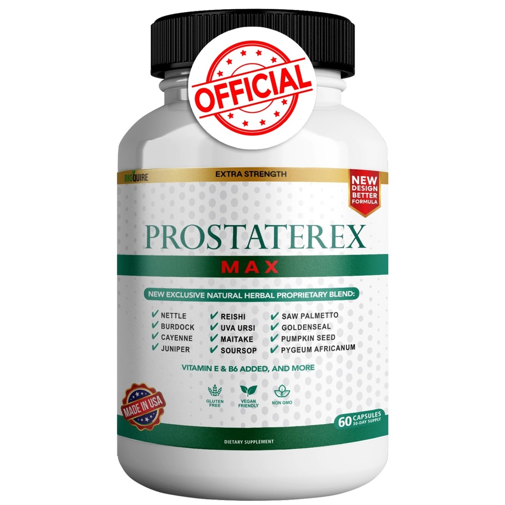 ProstateRex Max Extra Strength Health Support, Saw Palmetto, Vegan, Non- GMO, Gluten- Free - 60 kapsler (1)