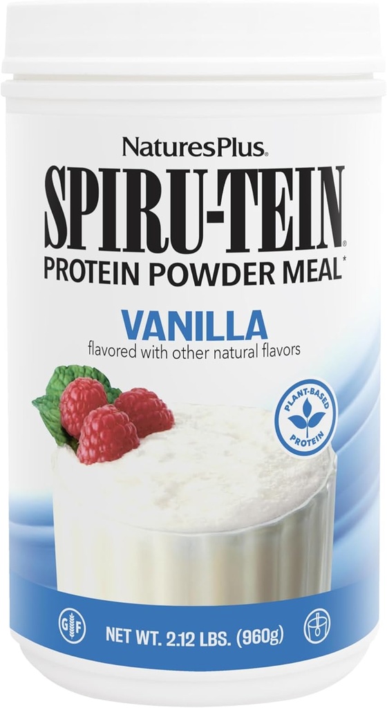 NaturesPlus SPIRU- TEIN, Vanilla - 2,12 lbs, Pack of 3 - Spirulina Protein Powder - Vitaminer & mineraler til energi - Vegetarisk, Gluten Gratis - 96 Total Servering