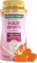 Nature 's Bounty Hair Growth Gummies for Support Thicker, Fuller Hår med Biotin, Silicon & Arginin, Peach Mango Flavor - Gluten Free, Indeholder ingen laktose, natrium eller fisk, 60 greve / 30 Servere