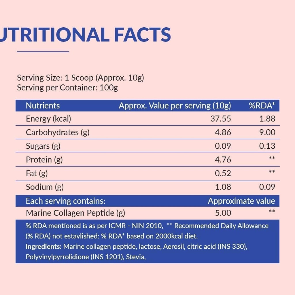 Collagen Marino for kvinder & Men- Pure Hydrolyzed Marine Collagen Pulver til hud, hår, negle & Joints