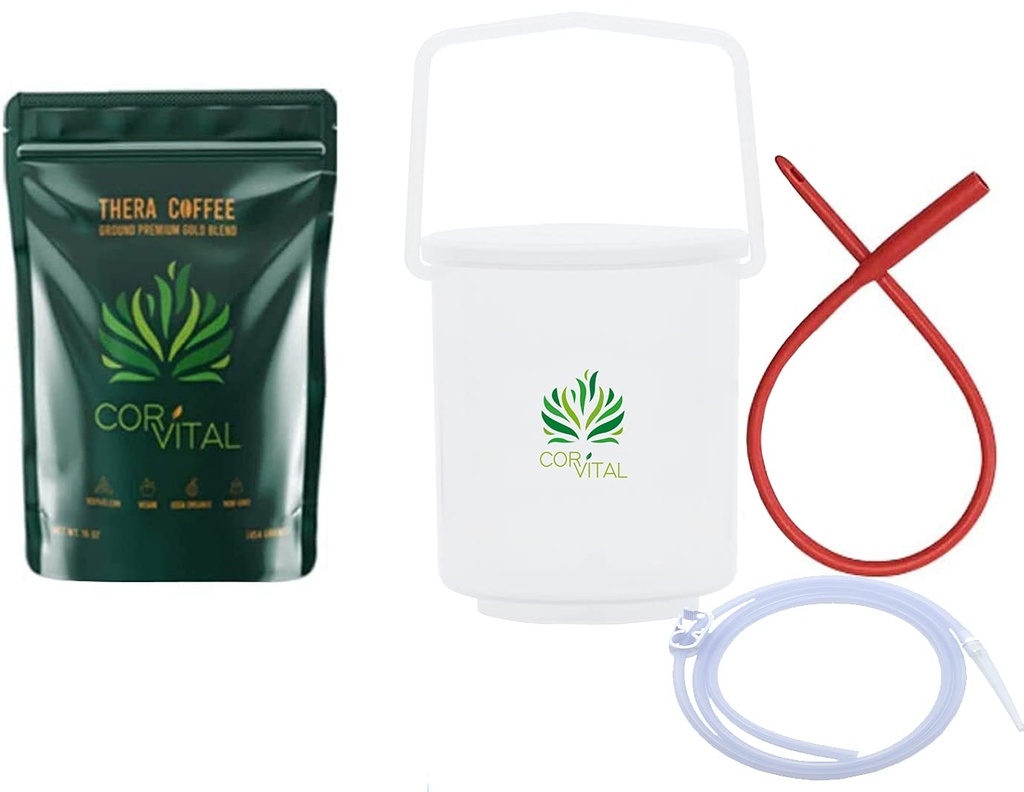 Coffee Enema Kit til Colon Cleansing med 1 LB Enema Coffee - Gerson Godkendte Home Enema Kit - Enema Bucket Kit - Terapi Roast Coffee Detox Cleanse - Enema Coffee Organic