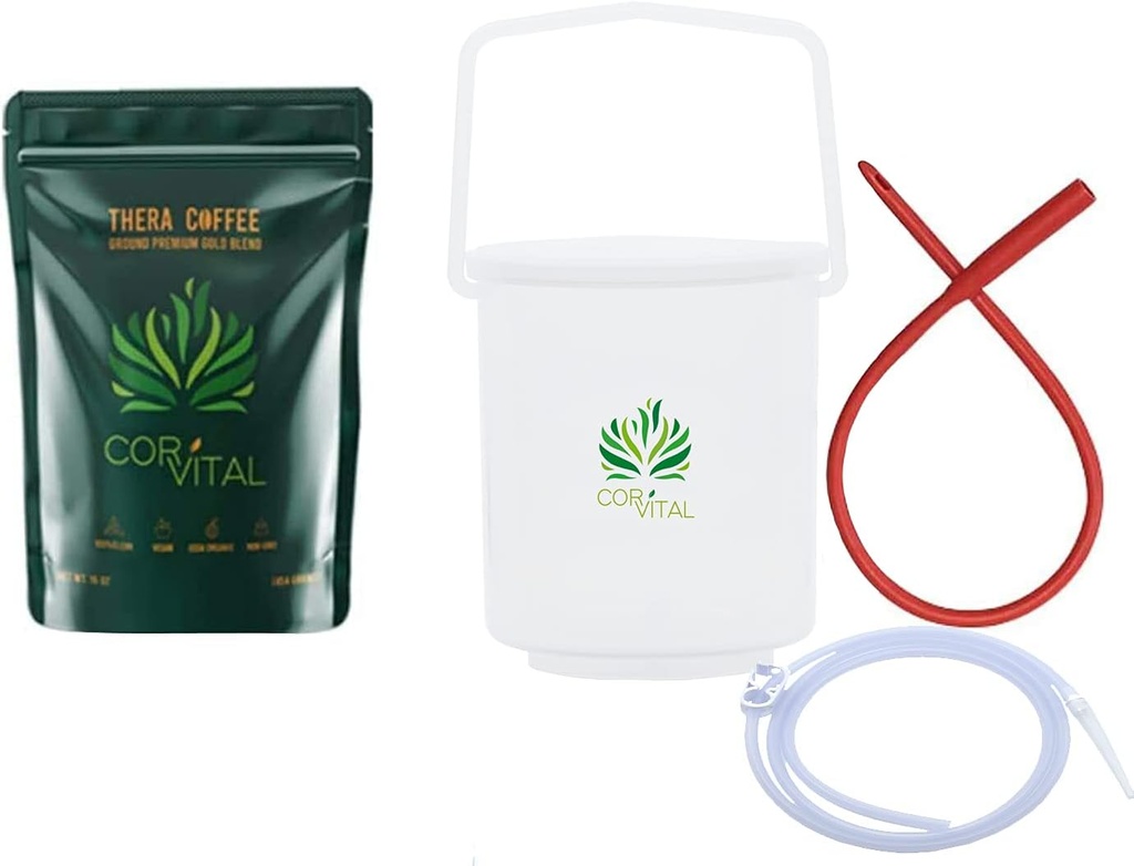 Coffee Enema Kit til Colon Cleansing med 1 LB Enema Coffee - Gerson Godkendte Home Enema Kit - Enema Bucket Kit - Terapi Roast Coffee Detox Cleanse - Enema Coffee Organic
