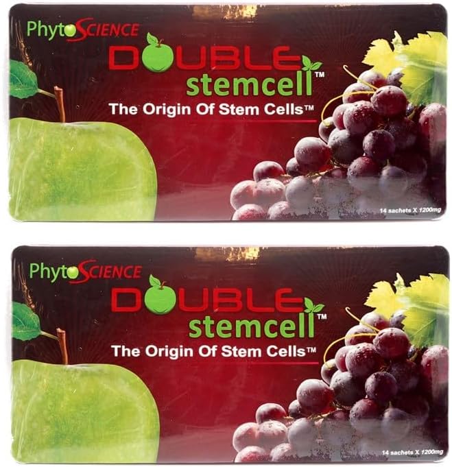 2X Phytoscience Double Stem Cell Anti Aging Supplement Acai Berry Uddrag Blueberry Reducere Wrinkler Porer Porer Fine Lines Skin Texture (14 Sachets / Pack)