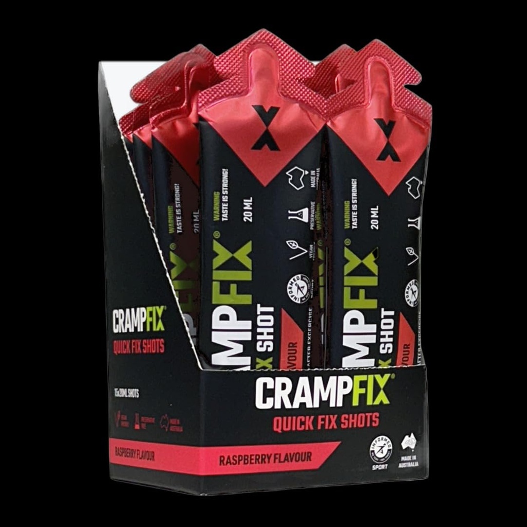 Sports Shot, Forhindrer og lindrer muskelkramper i sekunder, Easy Carry Sachets, 15 Pack, Alle naturlige, Hindbær