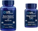 Life Extension Bone Restore + Vitamin K2 Vitamins & Minerals Maintain Bone Health & Strength & Magnesium Caps, 500 mg, Magnesium Oxide, Citrate, Succinate, Heart Health, Healthy Bones