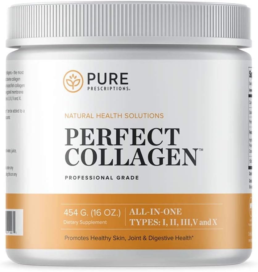 Pure Hydrolyzed Multi Collagen Peptider Protein Powder Supplement - Type I, II, III, V, X - 5 Typer af Græs Fed, Wild fanget fødevarer sourced Collagen - 16 oz Pouch - Flavorless