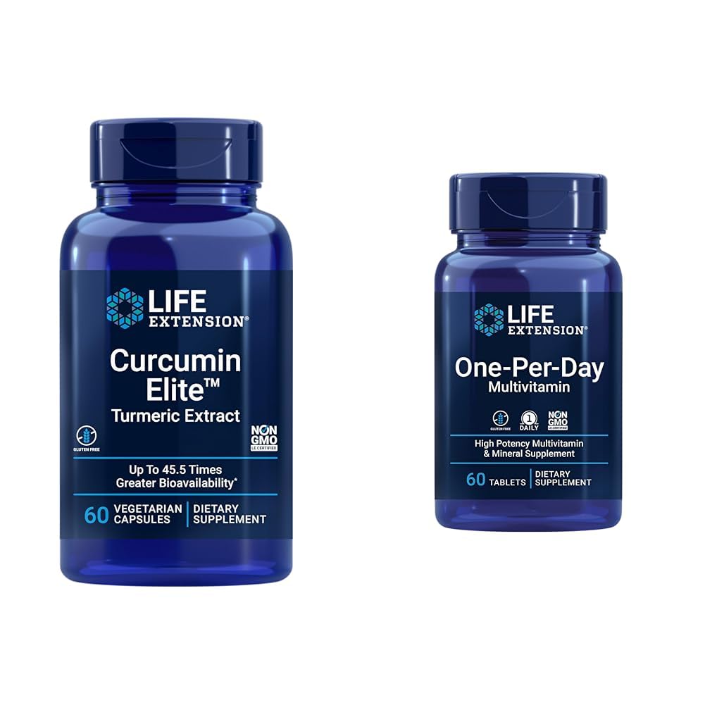 Life Extension Curcumin Elite Turmerisk Uddrag, fremmer en sund inflammatorisk respons & One- Per- Day Multivitamin - Pakket med over 25 vitaminer