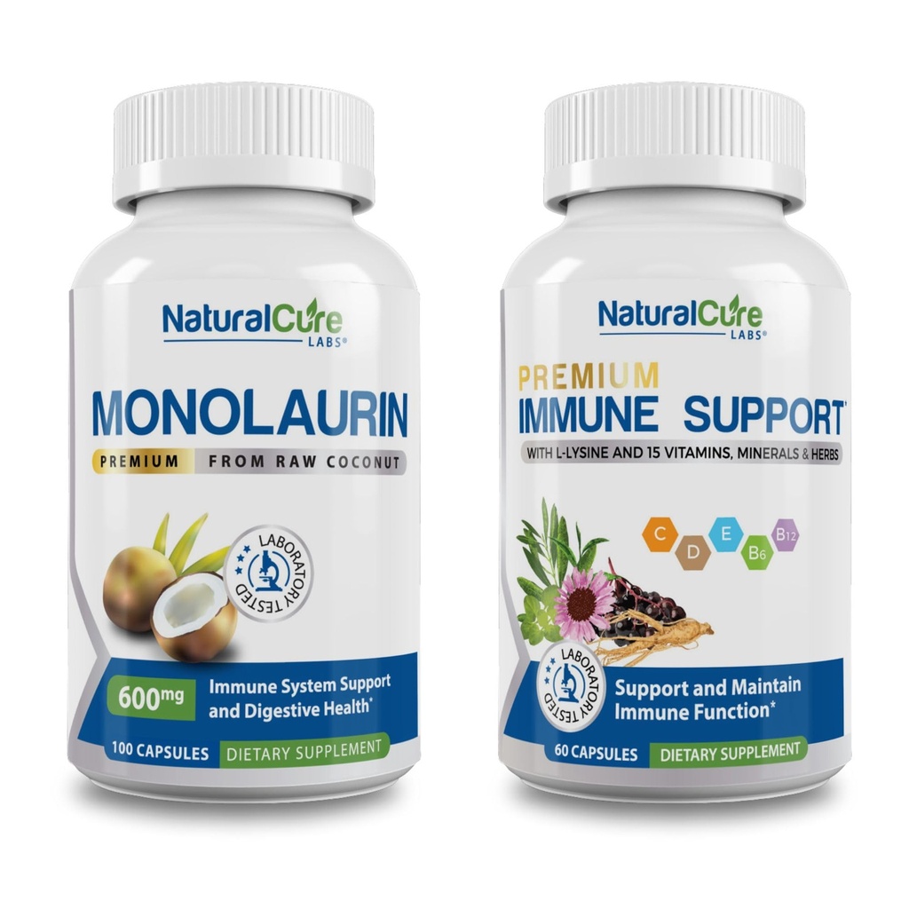 Natural Cure Labs Bundle: Premium Monolaurin 600mg + immunforsvar