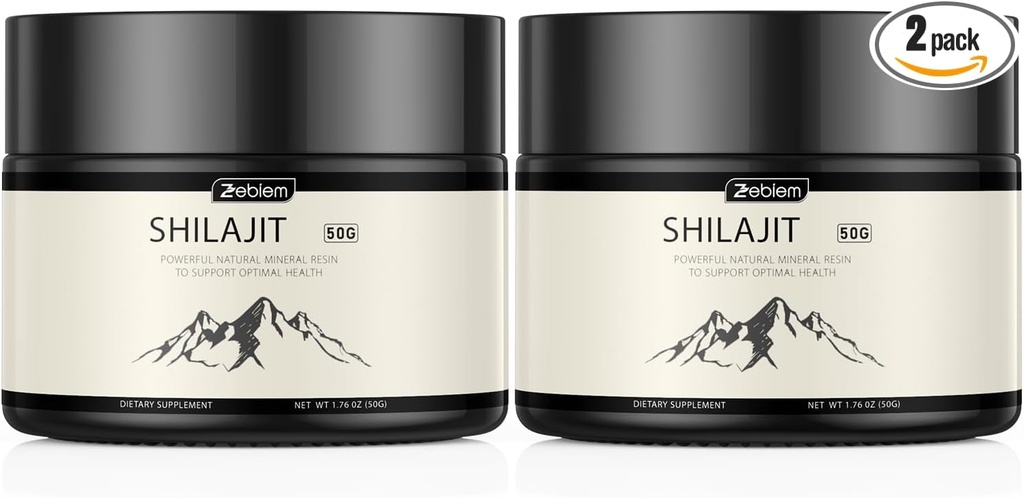 Shilajit Himalayan Organic Shilajit Resin Supply with Organic Ayurvedic Blend in High Potency for Energy, Strength Boost & immunsupport for mænd og kvinder (50 Bedste, 2 Pack)