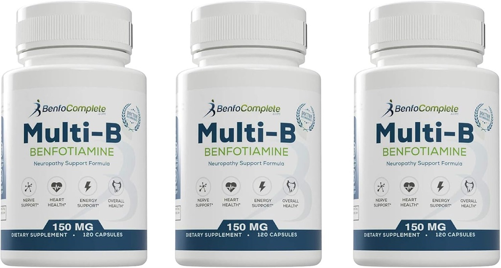 Benfotiamin Multi- B neuropati Support Formel 150mg 120 Gelatine kapsler per flaske - pakning med 3 flasker