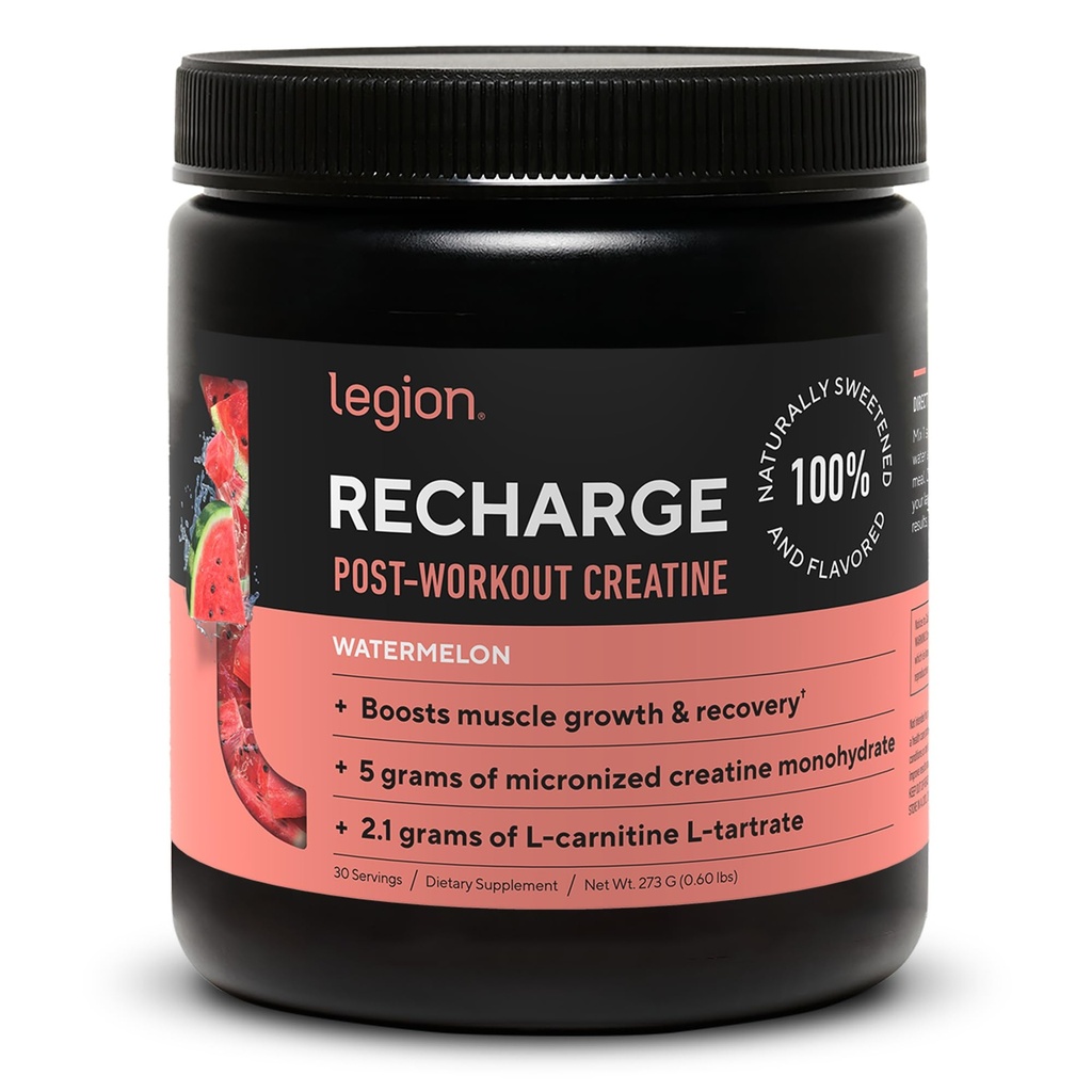 LEGION Recharge Post Workout Supplement - Alle naturlige muskel Builder & Inddrivelse Drik med mikroniseret Creatin monohydrat. Naturligt sødet & Flavored, Safe & Sund (Watermelon, 30 Serve)