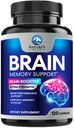 Brain Memory Supplement - 3X Strength Nootropics for Concentration, Clarity & Focus Support - Brain Health Cognitive Vitaminer med Bacopa, Phosphatidylserin & DMAE, Brain Booster Pills, 120 Kapsler