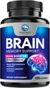 Brain Memory Supplement - 3X Strength Nootropics for Concentration, Clarity & Focus Support - Brain Health Cognitive Vitaminer med Bacopa, Phosphatidylserin & DMAE, Brain Booster Pills, 120 Kapsler