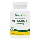Natures Plus C-vitamin - 1000 mg Ascorbic Acid, 90 Vegetariske kapsler - Høj potens Vaskulære & immunforsvar supplement, Antioxidant - Corn- Free, Gluten- Free - 90 Servere