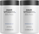 Codeage Hår Vitaminer 10000 mcg Biotin, Keratin, Collagen, Vitamin A, B12, C, D3, E, Zink, gurkemeje, Probiotika, Enzymer, Inositol - hårpleje support - Sunde hår supplement piller - 2 pakker