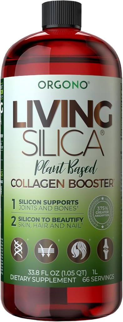 Orgono Living Silica Plant- based Collagen Booster Name 124; Horsetail Extract & Rosemary Beeg 124; Understøtter Collagen & Elastin for fælles & Knoe sundhed, glødende hud, stærk hår & negle