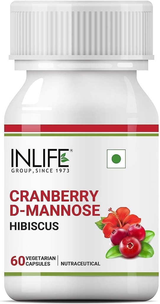 Generisk Cranberry 400mg D- Mannose 400mg & Hibiscus 200mg Extract Urinary Tract UTI Health Supplement Mænd Kvinder - 60 vegetariske kapsler (pakning med 1)